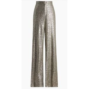 RALPH LAUREN COLLECTION PURPLE LABEL Welles SILVER SEQUIN Wide Leg Pants Size 10